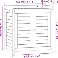 Plantebord i massivt fyrretræ med hylder - Pottebord til have | Størrelse: 82,5x50x86,5 cm | Farve: Brun