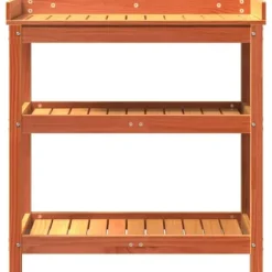 Plantebord i massivt fyrretræ med hylder | Størrelse: 82,5x45x86,5 cm | Farve: Brun