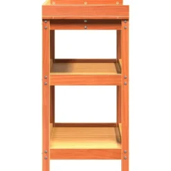Plantebord i massivt fyrretræ med hylder | Størrelse: 82,5x45x86,5 cm | Farve: Brun