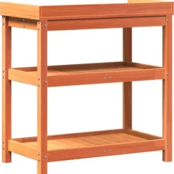 Plantebord i massivt fyrretræ med hylder | Størrelse: 82,5x45x86,5 cm | Farve: Brun