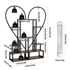 Plantebord, 6-lags design, robust metal konstruktion,Stor med lys