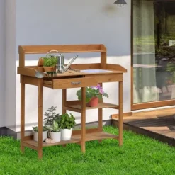 Plantebord med balje, træ, 112 cm højt – stabilt & vejrbestandigt