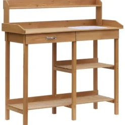 Plantebord med balje, træ, 112 cm højt – stabilt & vejrbestandigt