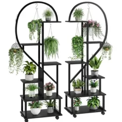 Plantebord med hjul, 6-niveau, mobil design,Sort