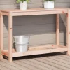 Plantebord med hylde i massivt douglasgran - Robuste træmøbler | Størrelse: 108x35x75 cm