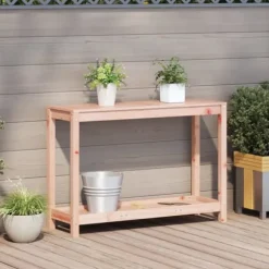 Plantebord med hylde i massivt douglasgran - Robuste træmøbler | Størrelse: 108x35x75 cm