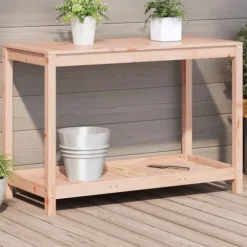 Plantebord med hylde i massivt douglasgran - Robuste udendørs møbler | Størrelse: 108x50x75 cm