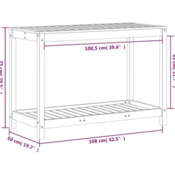 Plantebord med hylde i massivt douglasgran - Robuste udendørs møbler | Størrelse: 108x50x75 cm