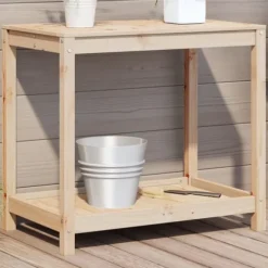 Plantebord med hylde i massivt fyrretræ | Størrelse: 82,5x50x75 cm