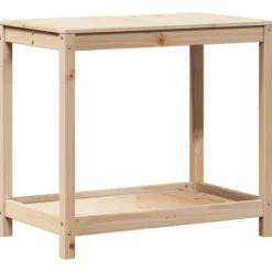 Plantebord med hylde i massivt fyrretræ | Størrelse: 82,5x50x75 cm