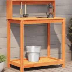 Plantebord med hylder i massivt fyrretræ | Mål: 82,5x50x109,5 cm | Farve: Brun