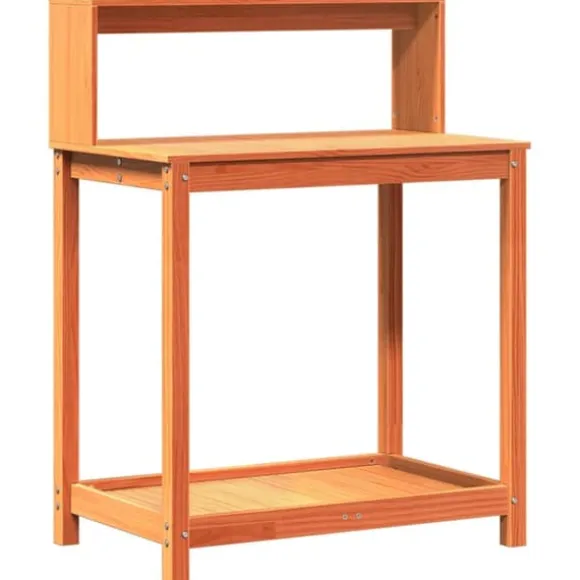 Plantebord med hylder i massivt fyrretræ | Mål: 82,5x50x109,5 cm | Farve: Brun