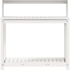 Plantebord med hylder i massivt fyrretræ - Opbevaringsløsning | Størrelse: 108x50x109,5 cm | Farve: Hvid
