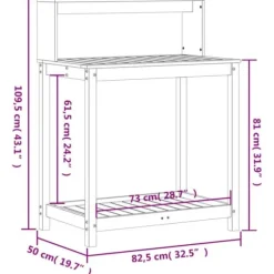 Plantebord med hylder i massivt douglasgran - Ideelt til planter | Størrelse: 82,5x50x109,5 cm