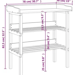 Plantebord med hylder i massivt grantræ | Størrelse: 78x38x82,5 cm | Farve: Brun