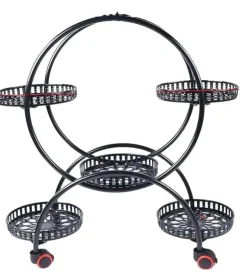 Plantebord, 4-niveau design, robust metal med hjul,sort