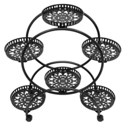 Plantebord, 4-niveau design, mobil med universelle hjul,Sort