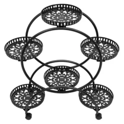 Plantebord, 4-niveau design, mobil med universelle hjul,Sort