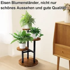 Plantebord, Træ, 60 cm Højde, 40 cm Diameter, Multi-Top Støtte, Nem Montering