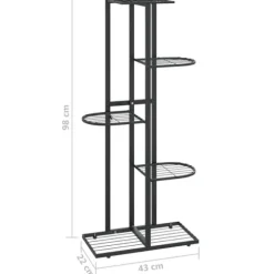 Planteborde - Living blomsterstativ i 5 niveauer 43x22x98 cm metal sort