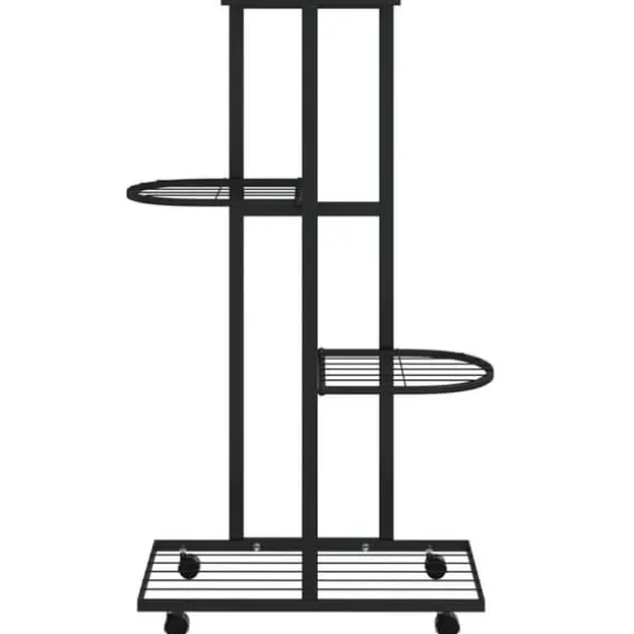 Planteborde - Living blomsterstativ 4 niveauer med hjul 44x23x80 cm jern sort