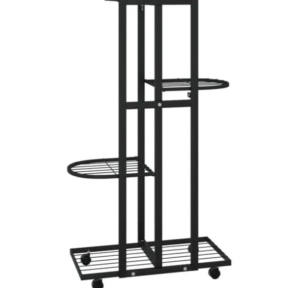 Planteborde - Living blomsterstativ 4 niveauer med hjul 44x23x80 cm jern sort