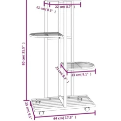 Planteborde - Living blomsterstativ 4 niveauer med hjul 44x23x80 cm jern sort