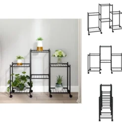 Planteborde - Living blomsterstativ med hjul 83x25x63,5 cm jern sort