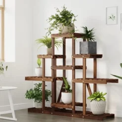 Planteborde - Living blomsterstativ 110x25x98 cm massivt fyrretræ