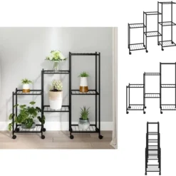 Planteborde - Living blomsterstativ med hjul 83x25x83,5 cm jern sort