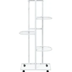 Planteborde - Living blomsterstativ 5 niveauer med hjul 44x23x100 cm jern hvid