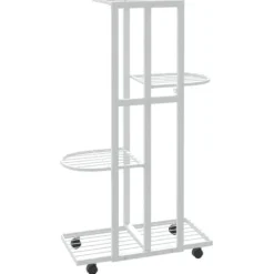 Planteborde - Living blomsterstativ 4 niveauer med hjul 44x23x80 cm jern hvid