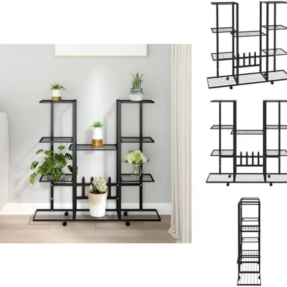 Planteborde - Living blomsterstativ med hjul 94,5x24,5x91,5 cm jern sort