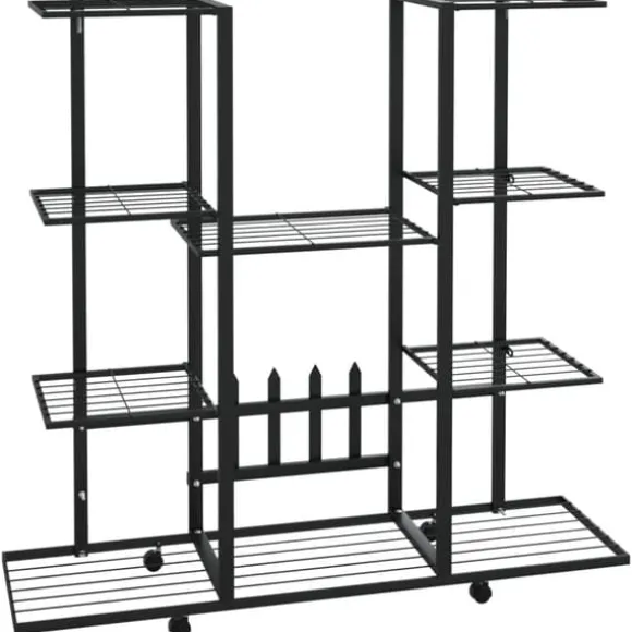 Planteborde - Living blomsterstativ med hjul 94,5x24,5x91,5 cm jern sort