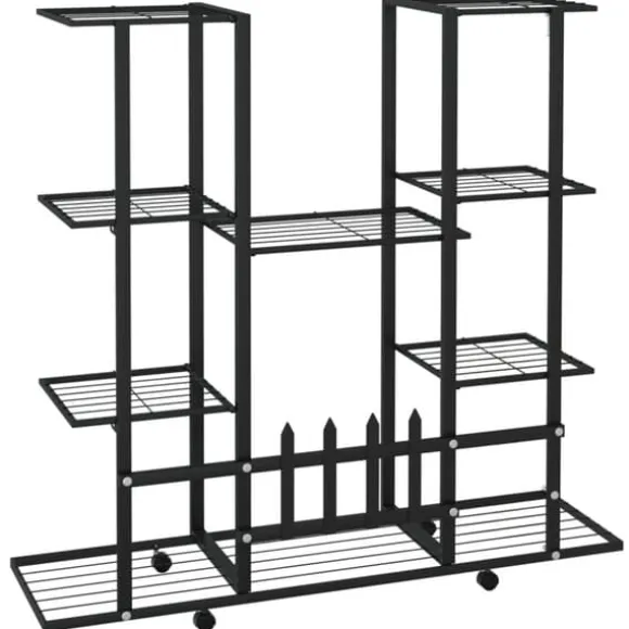 Planteborde - Living blomsterstativ med hjul 94,5x24,5x91,5 cm jern sort