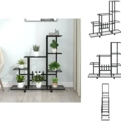Planteborde - Living blomsterstativ med hjul 94,5x25x92,5 cm metal sort