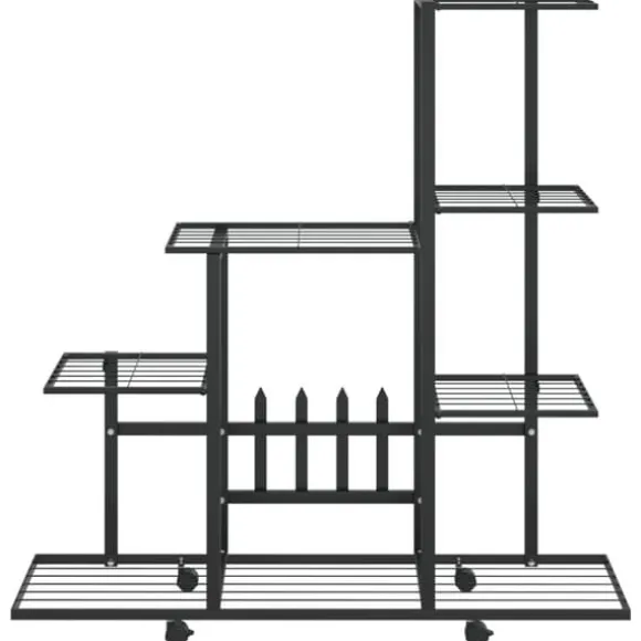 Planteborde - Living blomsterstativ med hjul 94,5x25x92,5 cm metal sort