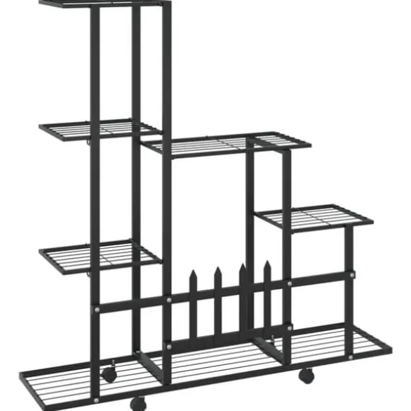 Planteborde - Living blomsterstativ med hjul 94,5x25x92,5 cm metal sort