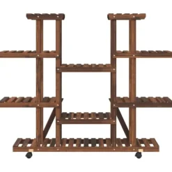 Planteborde - Living blomsterstativ med hjul 110x25x115 cm massivt fyrretræ