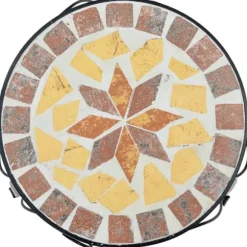 Planteborde 3 stk. med mosaikdesign - Keramik & Jern | Farve: Terracotta/Hvid