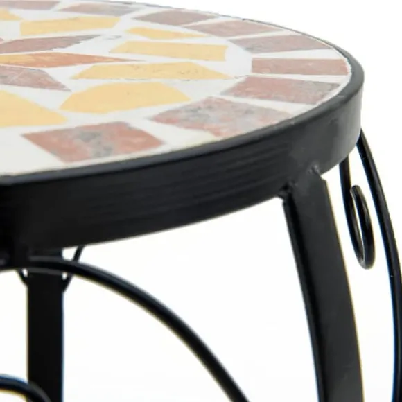 Planteborde 3 stk. med mosaikdesign - Keramik & Jern | Farve: Terracotta/Hvid