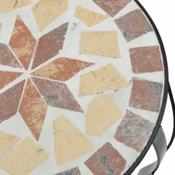 Planteborde 3 stk. med mosaikdesign - Keramik & Jern | Farve: Terracotta/Hvid