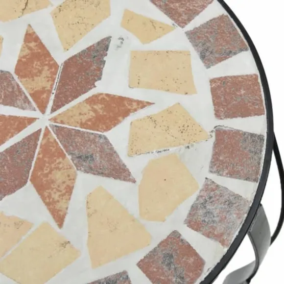 Planteborde 3 stk. med mosaikdesign - Keramik & Jern | Farve: Terracotta/Hvid