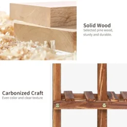 Planteholder - Blomsterhylde - 6 niveauer - Massiv fyrretræ - Inde/ude - Til potter & sukkulenter - Samles selv - Brun