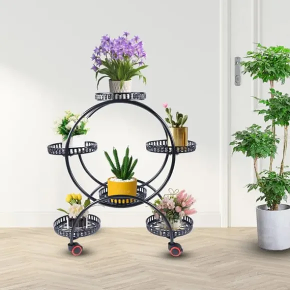 Planteholder - Blomsterstander - Holdbar Konstruktion - Fritstående - Til Inde & Ude - Nem Montering - Let At Flytte - Rummelig Plads - Sort