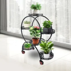 Planteholder - Blomsterstander - Holdbar Konstruktion - Fritstående - Til Inde & Ude - Nem Montering - Let At Flytte - Rummelig Plads - Sort