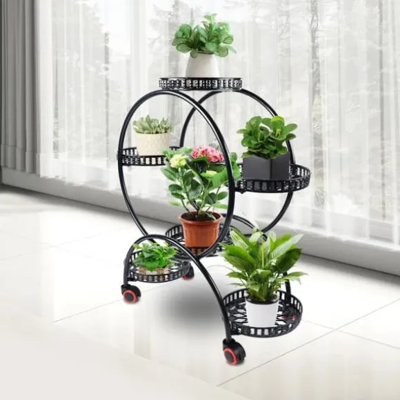 Planteholder - Blomsterstander - Holdbar Konstruktion - Fritstående - Til Inde & Ude - Nem Montering - Let At Flytte - Rummelig Plads - Sort