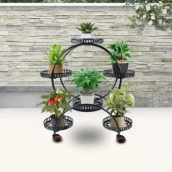 Planteholder - Blomsterstander - Holdbar Konstruktion - Fritstående - Til Inde & Ude - Nem Montering - Let At Flytte - Rummelig Plads - Sort