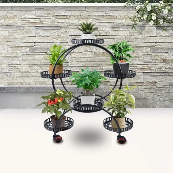 Planteholder - Blomsterstander - Holdbar Konstruktion - Fritstående - Til Inde & Ude - Nem Montering - Let At Flytte - Rummelig Plads - Sort
