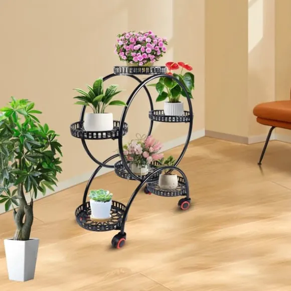 Planteholder - Blomsterstander - Holdbar Konstruktion - Fritstående - Til Inde & Ude - Nem Montering - Let At Flytte - Rummelig Plads - Sort